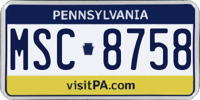 PA license plate MSC8758