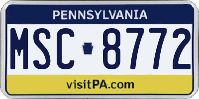 PA license plate MSC8772