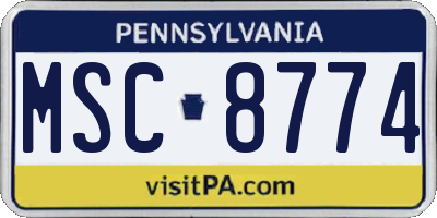 PA license plate MSC8774