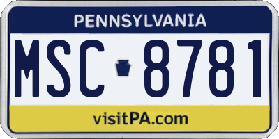 PA license plate MSC8781