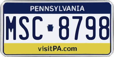 PA license plate MSC8798