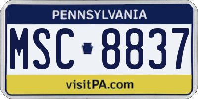 PA license plate MSC8837