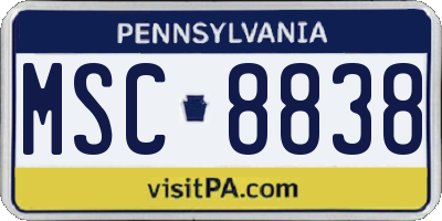 PA license plate MSC8838