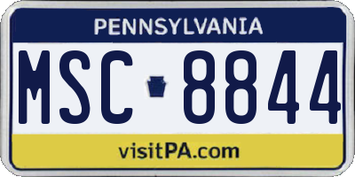 PA license plate MSC8844