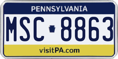 PA license plate MSC8863