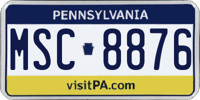 PA license plate MSC8876