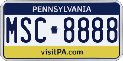PA license plate MSC8888