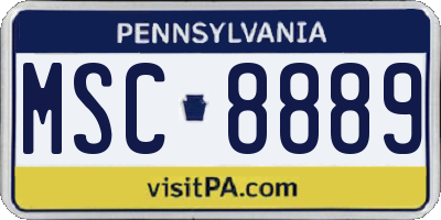 PA license plate MSC8889