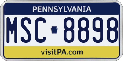 PA license plate MSC8898
