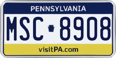 PA license plate MSC8908