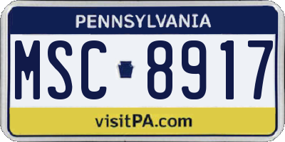 PA license plate MSC8917