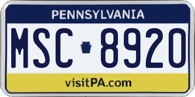 PA license plate MSC8920