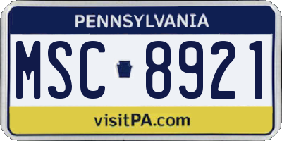 PA license plate MSC8921