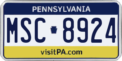 PA license plate MSC8924
