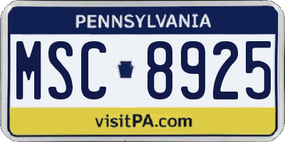 PA license plate MSC8925
