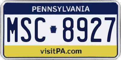 PA license plate MSC8927