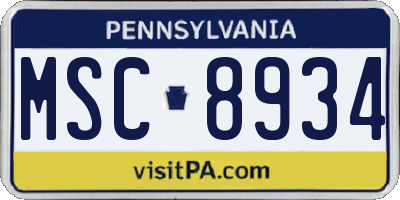PA license plate MSC8934