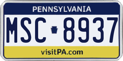 PA license plate MSC8937