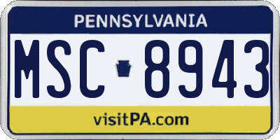 PA license plate MSC8943
