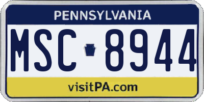 PA license plate MSC8944