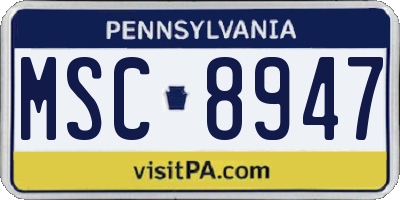 PA license plate MSC8947