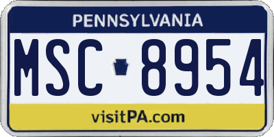 PA license plate MSC8954