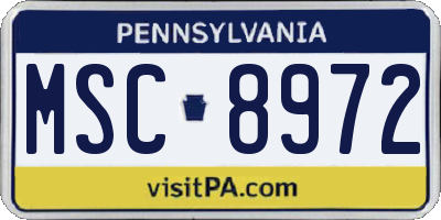 PA license plate MSC8972
