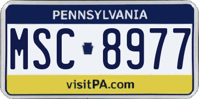 PA license plate MSC8977