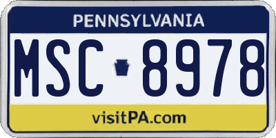 PA license plate MSC8978