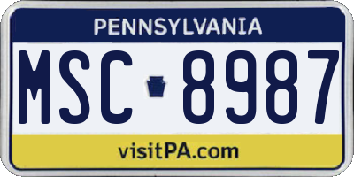 PA license plate MSC8987