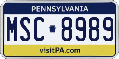 PA license plate MSC8989
