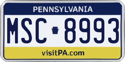 PA license plate MSC8993