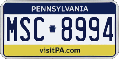 PA license plate MSC8994