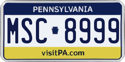 PA license plate MSC8999