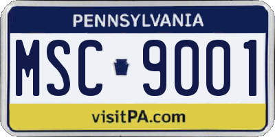 PA license plate MSC9001