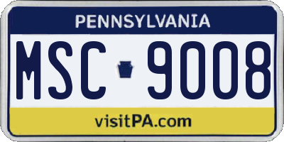 PA license plate MSC9008