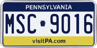 PA license plate MSC9016