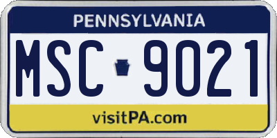 PA license plate MSC9021