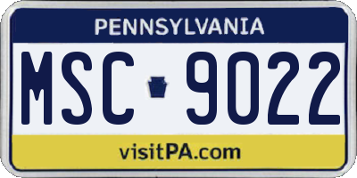 PA license plate MSC9022
