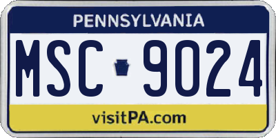 PA license plate MSC9024