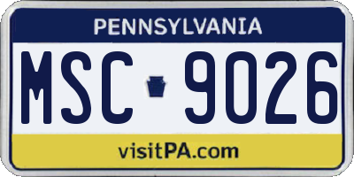 PA license plate MSC9026