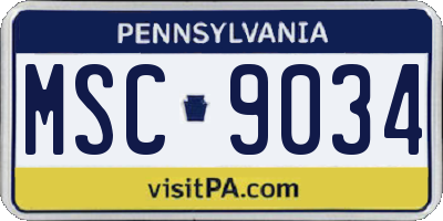 PA license plate MSC9034