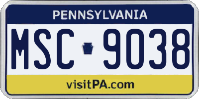 PA license plate MSC9038