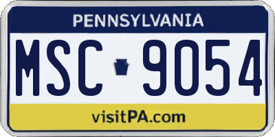 PA license plate MSC9054