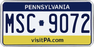 PA license plate MSC9072