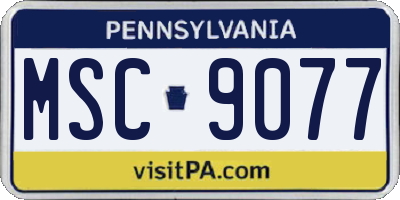 PA license plate MSC9077