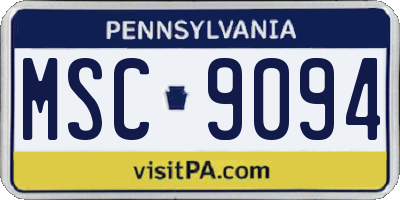 PA license plate MSC9094