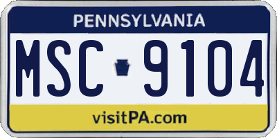 PA license plate MSC9104