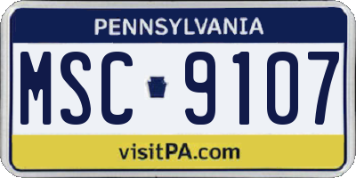 PA license plate MSC9107