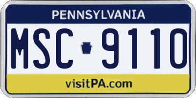 PA license plate MSC9110